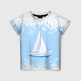 Детская футболка 3D с принтом ОДИНОКАЯ ЛОДКА | SAILBOAT (Z) в Санкт-Петербурге, 100% гипоаллергенный полиэфир | прямой крой, круглый вырез горловины, длина до линии бедер, чуть спущенное плечо, ткань немного тянется | boat | sailboat | ship | ships | бумага | кораблик | кораблики | корабль | красный парус | лодка | лодочка на белом | мореход | одинокая лодка | оригами | парус | парусник | судно | яхта