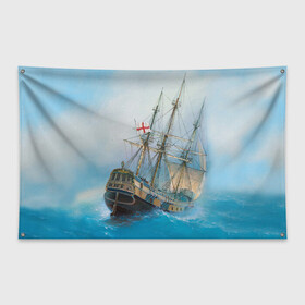 Флаг-баннер с принтом The Sea Devil в Санкт-Петербурге, 100% полиэстер | размер 67 х 109 см, плотность ткани — 95 г/м2; по краям флага есть четыре люверса для крепления | ocean | sea | ship | summer | волны | океан | парусник