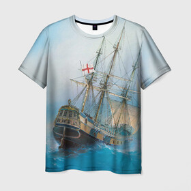 Мужская футболка 3D с принтом The Sea Devil в Санкт-Петербурге, 100% полиэфир | прямой крой, круглый вырез горловины, длина до линии бедер | ocean | sea | ship | summer | волны | океан | парусник