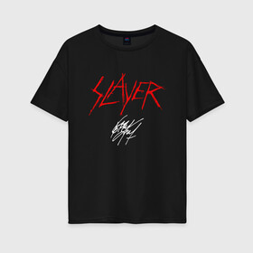 Женская футболка хлопок Oversize с принтом Slayer: Kerry King в Санкт-Петербурге, 100% хлопок | свободный крой, круглый ворот, спущенный рукав, длина до линии бедер
 | groove | kerry king | metall | rock | slayer | trash