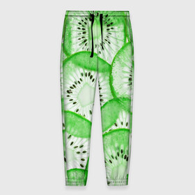 Мужские брюки 3D с принтом Green Kiwi в Санкт-Петербурге, 100% полиэстер | манжеты по низу, эластичный пояс регулируется шнурком, по бокам два кармана без застежек, внутренняя часть кармана из мелкой сетки | Тематика изображения на принте: fresh | fruits | green | kiwi | киви