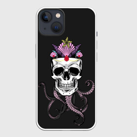 Чехол для iPhone 13 с принтом Octo Queen в Санкт-Петербурге,  |  | abyss | crown | depth | ocean | octopus | queen | sea | shell | skull | water | вода | глубина | королева | корона | море | океан | осьминог | пучина | ракушка | череп