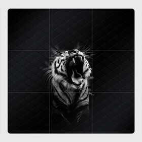 Магнитный плакат 3Х3 с принтом Тигр рычит | Tiger realistic в Санкт-Петербурге, Полимерный материал с магнитным слоем | 9 деталей размером 9*9 см | furry | low poly | tiger | восточный тигр | год тигра | голова | кошка | лоу поли | тигр | тигренок | фурри | хищник