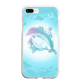 Чехол для iPhone 7Plus/8 Plus матовый с принтом Два дельфина в Санкт-Петербурге, Силикон | Область печати: задняя сторона чехла, без боковых панелей | Тематика изображения на принте: cute | dolphin | два дельфина | дельфин | дельфин в море | дельфинами | милый | мир | подводный