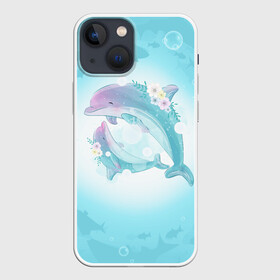 Чехол для iPhone 13 mini с принтом Два дельфина в Санкт-Петербурге,  |  | cute | dolphin | два дельфина | дельфин | дельфин в море | дельфинами | милый | мир | подводный