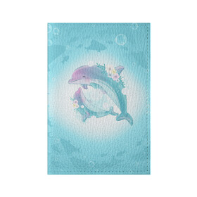 Обложка для паспорта матовая кожа с принтом Два дельфина в Санкт-Петербурге, натуральная матовая кожа | размер 19,3 х 13,7 см; прозрачные пластиковые крепления | Тематика изображения на принте: cute | dolphin | два дельфина | дельфин | дельфин в море | дельфинами | милый | мир | подводный