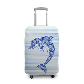 Чехол для чемодана 3D с принтом Дельфин в Санкт-Петербурге, 86% полиэфир, 14% спандекс | двустороннее нанесение принта, прорези для ручек и колес | cute | dolphin | два дельфина | дельфин | дельфин в море | дельфинами | милый | мир | подводный