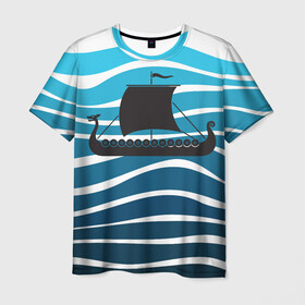 Мужская футболка 3D с принтом Корабль в Санкт-Петербурге, 100% полиэфир | прямой крой, круглый вырез горловины, длина до линии бедер | sailboat | кораблик | корабль | лодка | парус | паруса | парусная лодка | тату | татуировка | черные