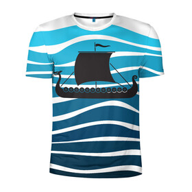 Мужская футболка 3D спортивная с принтом Корабль в Санкт-Петербурге, 100% полиэстер с улучшенными характеристиками | приталенный силуэт, круглая горловина, широкие плечи, сужается к линии бедра | sailboat | кораблик | корабль | лодка | парус | паруса | парусная лодка | тату | татуировка | черные