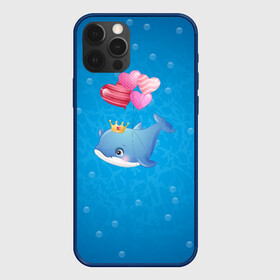 Чехол для iPhone 12 Pro с принтом Дельфин с воздушными шариками в Санкт-Петербурге, силикон | область печати: задняя сторона чехла, без боковых панелей | cute | dolphin | два дельфина | дельфин | дельфин в море | дельфинами | милый | мир | подводный