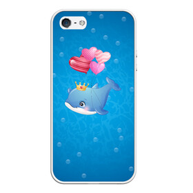 Чехол для iPhone 5/5S матовый с принтом Дельфин с воздушными шариками в Санкт-Петербурге, Силикон | Область печати: задняя сторона чехла, без боковых панелей | Тематика изображения на принте: cute | dolphin | два дельфина | дельфин | дельфин в море | дельфинами | милый | мир | подводный