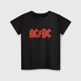 Детская футболка хлопок с принтом AC/DC в Санкт-Петербурге, 100% хлопок | круглый вырез горловины, полуприлегающий силуэт, длина до линии бедер | ac | ac dc | ac|dc | angus young | dc. logo | hard | rock | ангус янг | логотип