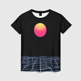 Женская футболка 3D с принтом Цифровой восход в Санкт-Петербурге, 100% полиэфир ( синтетическое хлопкоподобное полотно) | прямой крой, круглый вырез горловины, длина до линии бедер | cyberpunk | игры | киберпанк | путешествие | утопия