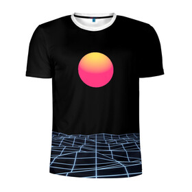 Мужская футболка 3D спортивная с принтом Цифровой восход в Санкт-Петербурге, 100% полиэстер с улучшенными характеристиками | приталенный силуэт, круглая горловина, широкие плечи, сужается к линии бедра | cyberpunk | игры | киберпанк | путешествие | утопия