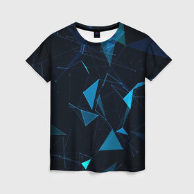 Женская футболка 3D с принтом Цифровой треугольник в Санкт-Петербурге, 100% полиэфир ( синтетическое хлопкоподобное полотно) | прямой крой, круглый вырез горловины, длина до линии бедер | cyberpunk | игры | киберпанк | путешествие | утопия