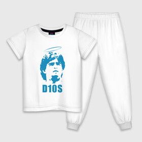 Детская пижама хлопок с принтом Dios Maradona в Санкт-Петербурге, 100% хлопок |  брюки и футболка прямого кроя, без карманов, на брюках мягкая резинка на поясе и по низу штанин
 | argentina | maradona | messi | sport | аргентина | гол | диего | марадона | месси | мяч | рука бога | спорт | футбол | чемпион