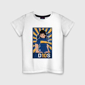 Детская футболка хлопок с принтом Maradona - Adios в Санкт-Петербурге, 100% хлопок | круглый вырез горловины, полуприлегающий силуэт, длина до линии бедер | argentina | maradona | messi | sport | аргентина | гол | диего | марадона | месси | мяч | рука бога | спорт | футбол | чемпион