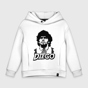 Детское худи Oversize хлопок с принтом Dios Diego в Санкт-Петербурге, френч-терри — 70% хлопок, 30% полиэстер. Мягкий теплый начес внутри —100% хлопок | боковые карманы, эластичные манжеты и нижняя кромка, капюшон на магнитной кнопке | Тематика изображения на принте: argentina | maradona | messi | sport | аргентина | гол | диего | марадона | месси | мяч | рука бога | спорт | футбол | чемпион