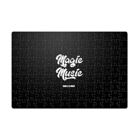 Головоломка Пазл магнитный 126 элементов с принтом Magic Music Record White on Black в Санкт-Петербурге, полимерный материал с магнитным слоем | 126 деталей, размер изделия —  180*270 мм | magic | music | record | white on black | белая | белый на черном | знаменитость | музыкант