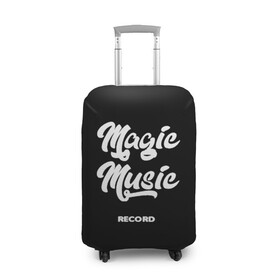 Чехол для чемодана 3D с принтом Magic Music Record White on Black в Санкт-Петербурге, 86% полиэфир, 14% спандекс | двустороннее нанесение принта, прорези для ручек и колес | magic | music | record | white on black | белая | белый на черном | знаменитость | музыкант