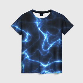 Женская футболка 3D с принтом Energy Waves в Санкт-Петербурге, 100% полиэфир ( синтетическое хлопкоподобное полотно) | прямой крой, круглый вырез горловины, длина до линии бедер | Тематика изображения на принте: energy | glow | light | neon | waves