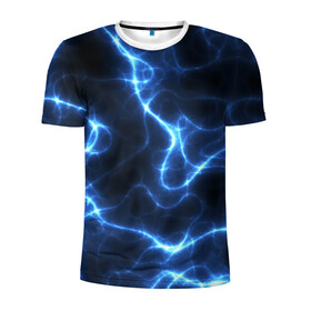 Мужская футболка 3D спортивная с принтом Energy Waves в Санкт-Петербурге, 100% полиэстер с улучшенными характеристиками | приталенный силуэт, круглая горловина, широкие плечи, сужается к линии бедра | Тематика изображения на принте: energy | glow | light | neon | waves