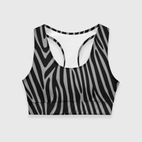 Женский спортивный топ 3D с принтом Zebra Camouflage в Санкт-Петербурге, 82% полиэстер, 18% спандекс Ткань безопасна для здоровья, позволяет коже дышать, не мнется и не растягивается |  | animal | blackandwhite | camouflage | stripes | zebra