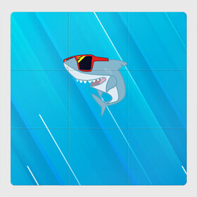 Магнитный плакат 3Х3 с принтом Акула в очках в Санкт-Петербурге, Полимерный материал с магнитным слоем | 9 деталей размером 9*9 см | Тематика изображения на принте: shark | акула | акуленок | акулы | жители | клыки | море | морские | океан | очки | рыба | черные