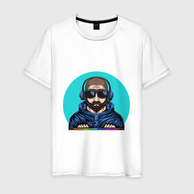 Мужская футболка хлопок с принтом Толи геймер, толи диджей в Санкт-Петербурге, 100% хлопок | прямой крой, круглый вырез горловины, длина до линии бедер, слегка спущенное плечо. | диджей | игрок | игры | профессия