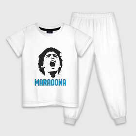 Детская пижама хлопок с принтом Maradona Scream в Санкт-Петербурге, 100% хлопок |  брюки и футболка прямого кроя, без карманов, на брюках мягкая резинка на поясе и по низу штанин
 | argentina | maradona | messi | sport | аргентина | гол | диего | марадона | месси | мяч | рука бога | спорт | футбол | чемпион