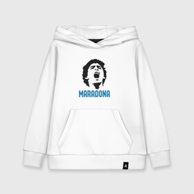 Детская толстовка хлопок с принтом Maradona Scream в Санкт-Петербурге, 100% хлопок | Круглый горловой вырез, эластичные манжеты, пояс, капюшен | argentina | maradona | messi | sport | аргентина | гол | диего | марадона | месси | мяч | рука бога | спорт | футбол | чемпион