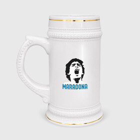 Кружка пивная с принтом Maradona Scream в Санкт-Петербурге,  керамика (Материал выдерживает высокую температуру, стоит избегать резкого перепада температур) |  объем 630 мл | argentina | maradona | messi | sport | аргентина | гол | диего | марадона | месси | мяч | рука бога | спорт | футбол | чемпион