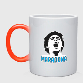 Кружка хамелеон с принтом Maradona Scream в Санкт-Петербурге, керамика | меняет цвет при нагревании, емкость 330 мл | argentina | maradona | messi | sport | аргентина | гол | диего | марадона | месси | мяч | рука бога | спорт | футбол | чемпион