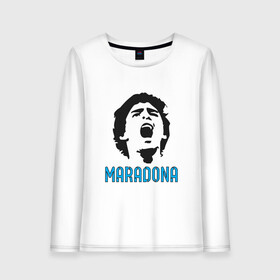 Женский лонгслив хлопок с принтом Maradona Scream в Санкт-Петербурге, 100% хлопок |  | argentina | maradona | messi | sport | аргентина | гол | диего | марадона | месси | мяч | рука бога | спорт | футбол | чемпион