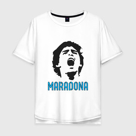 Мужская футболка хлопок Oversize с принтом Maradona Scream в Санкт-Петербурге, 100% хлопок | свободный крой, круглый ворот, “спинка” длиннее передней части | argentina | maradona | messi | sport | аргентина | гол | диего | марадона | месси | мяч | рука бога | спорт | футбол | чемпион
