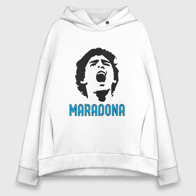Женское худи Oversize хлопок с принтом Maradona Scream в Санкт-Петербурге, френч-терри — 70% хлопок, 30% полиэстер. Мягкий теплый начес внутри —100% хлопок | боковые карманы, эластичные манжеты и нижняя кромка, капюшон на магнитной кнопке | argentina | maradona | messi | sport | аргентина | гол | диего | марадона | месси | мяч | рука бога | спорт | футбол | чемпион