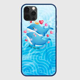 Чехол для iPhone 12 Pro с принтом Два дельфина в Санкт-Петербурге, силикон | область печати: задняя сторона чехла, без боковых панелей | Тематика изображения на принте: cute | dolphin | два дельфина | дельфин | дельфин в море | дельфинами | любовь | милый | мир | подводный | сердечки