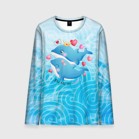 Мужской лонгслив 3D с принтом Два дельфина в Санкт-Петербурге, 100% полиэстер | длинные рукава, круглый вырез горловины, полуприлегающий силуэт | Тематика изображения на принте: cute | dolphin | два дельфина | дельфин | дельфин в море | дельфинами | любовь | милый | мир | подводный | сердечки