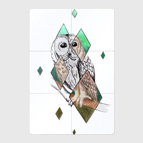 Магнитный плакат 2Х3 с принтом Owl rhombus в Санкт-Петербурге, Полимерный материал с магнитным слоем | 6 деталей размером 9*9 см | геометрия | графика | природа | птицы | реализм | рисунок | ромб | ручная рисовка | сова