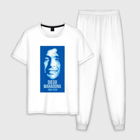 Мужская пижама хлопок с принтом Super Maradona в Санкт-Петербурге, 100% хлопок | брюки и футболка прямого кроя, без карманов, на брюках мягкая резинка на поясе и по низу штанин
 | argentina | maradona | messi | sport | аргентина | гол | диего | марадона | месси | мяч | рука бога | спорт | футбол | чемпион