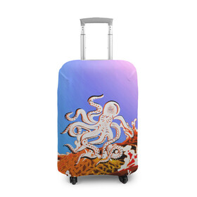 Чехол для чемодана 3D с принтом Осьминог в Лаве | Градиент в Санкт-Петербурге, 86% полиэфир, 14% спандекс | двустороннее нанесение принта, прорези для ручек и колес | animal | beast | fade | kraken | monster | moon | ocean | octopus | sea | water | waves | вода | волны | градиент | животные | звери | кракен | лава | луна | монстр | море | небо | огонь | океан | осьминог | рыбы | щупальца