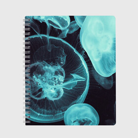 Тетрадь с принтом Медуза в Санкт-Петербурге, 100% бумага | 48 листов, плотность листов — 60 г/м2, плотность картонной обложки — 250 г/м2. Листы скреплены сбоку удобной пружинной спиралью. Уголки страниц и обложки скругленные. Цвет линий — светло-серый
 | medusa | животные | медузы | мир | подводный | рыбы | щупальца