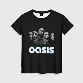 Женская футболка 3D с принтом OASIS в Санкт-Петербурге, 100% полиэфир ( синтетическое хлопкоподобное полотно) | прямой крой, круглый вырез горловины, длина до линии бедер | группы | музыка | оазис | рок