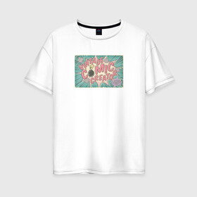 Женская футболка хлопок Oversize с принтом Ретро в Санкт-Петербурге, 100% хлопок | свободный крой, круглый ворот, спущенный рукав, длина до линии бедер
 | винтаж | винтажная | винтажная надпись | винтажный принт | ретро | старина | старый плакат