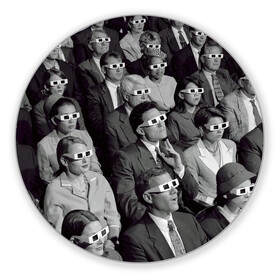 Коврик для мышки круглый с принтом Люди смотрят фильм в 3d очках в Санкт-Петербурге, резина и полиэстер | круглая форма, изображение наносится на всю лицевую часть | 20 век | 3д очки | art | black white | cinema | color | emotions | history | human | jacket | man | movie | nostalgia | retro | woman | женщина | искусство | история | кино | кинотеатр | классика | мужчина | ностальгия | пиджак | р