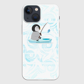 Чехол для iPhone 13 mini с принтом Пингвин рыбачит в Санкт-Петербурге,  |  | fish | fishing | ловит рыбу | пингвин | рыба | рыбалка | рыбачит