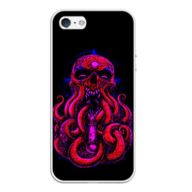 Чехол для iPhone 5/5S матовый с принтом Череп Осьминог Octopus Skull в Санкт-Петербурге, Силикон | Область печати: задняя сторона чехла, без боковых панелей | animal | beast | kraken | monster | ocean | octopus | sea | skull | water | waves | вода | животные | звери | кракен | монстр | море | океан | осьминог | рыбы | череп | щупальца