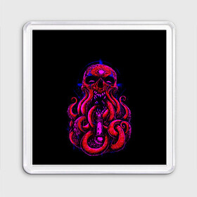 Магнит 55*55 с принтом Череп Осьминог Octopus Skull в Санкт-Петербурге, Пластик | Размер: 65*65 мм; Размер печати: 55*55 мм | Тематика изображения на принте: animal | beast | kraken | monster | ocean | octopus | sea | skull | water | waves | вода | животные | звери | кракен | монстр | море | океан | осьминог | рыбы | череп | щупальца