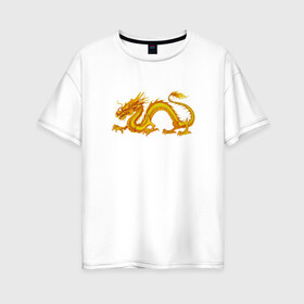 Женская футболка хлопок Oversize с принтом Дракон в Санкт-Петербурге, 100% хлопок | свободный крой, круглый ворот, спущенный рукав, длина до линии бедер
 | Тематика изображения на принте: дракон | дракончик | китайский дракон