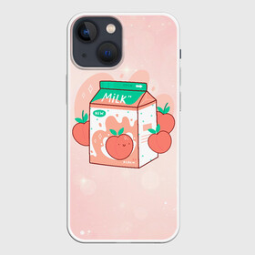 Чехол для iPhone 13 mini с принтом Персиковое молоко в коробке в Санкт-Петербурге,  |  | еда | коробка | молоко | молочко | персик | персиковое молоко